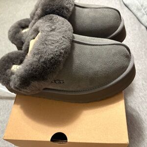 UGG Charcoal Shearling Slides